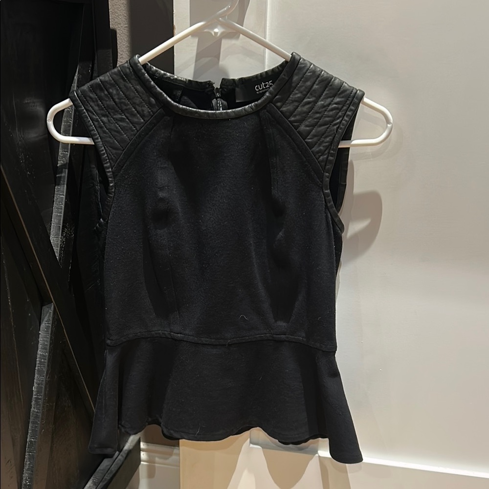 Black Sleeveless Peplum Top